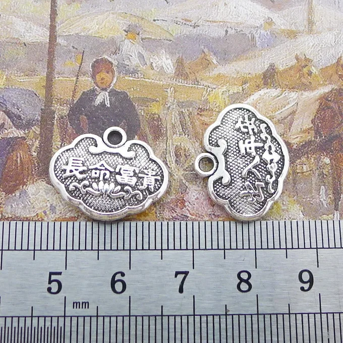 

50pcs Exquisite longevity lock charms 20*15mm pendants Antique silver Handmade earring bracelet necklace anklet Component DIY