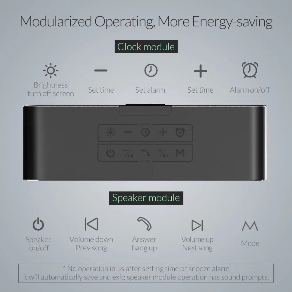 Портативный беспроводной Bluetooth 4 2 Der динамик с будильником Lde экран дисплея музыка