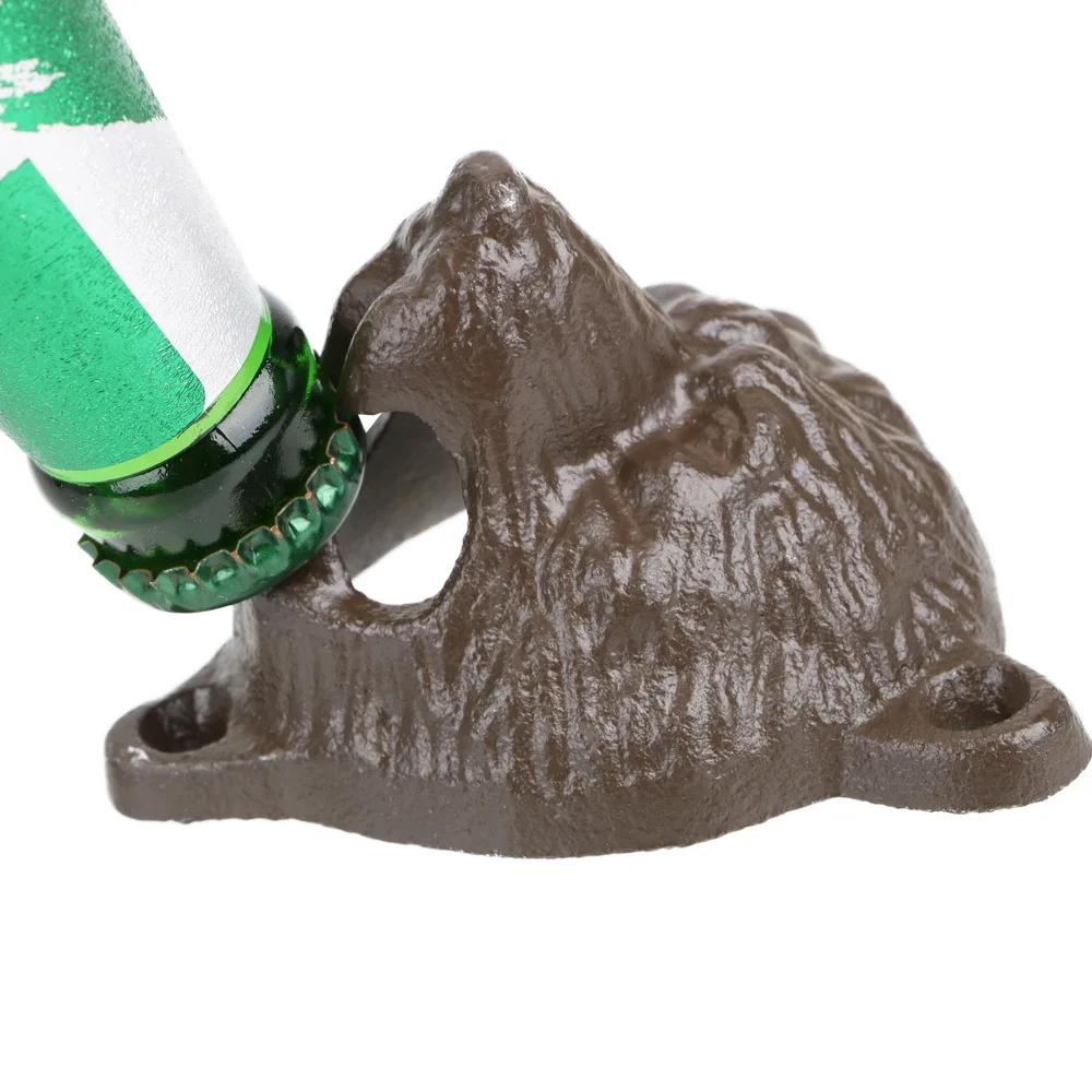 Bottle Cap Opener Cast Iron Bear Head Metal Beer Can Vintage Style Wall Hanging Kitchen Bar Tools | Дом и сад