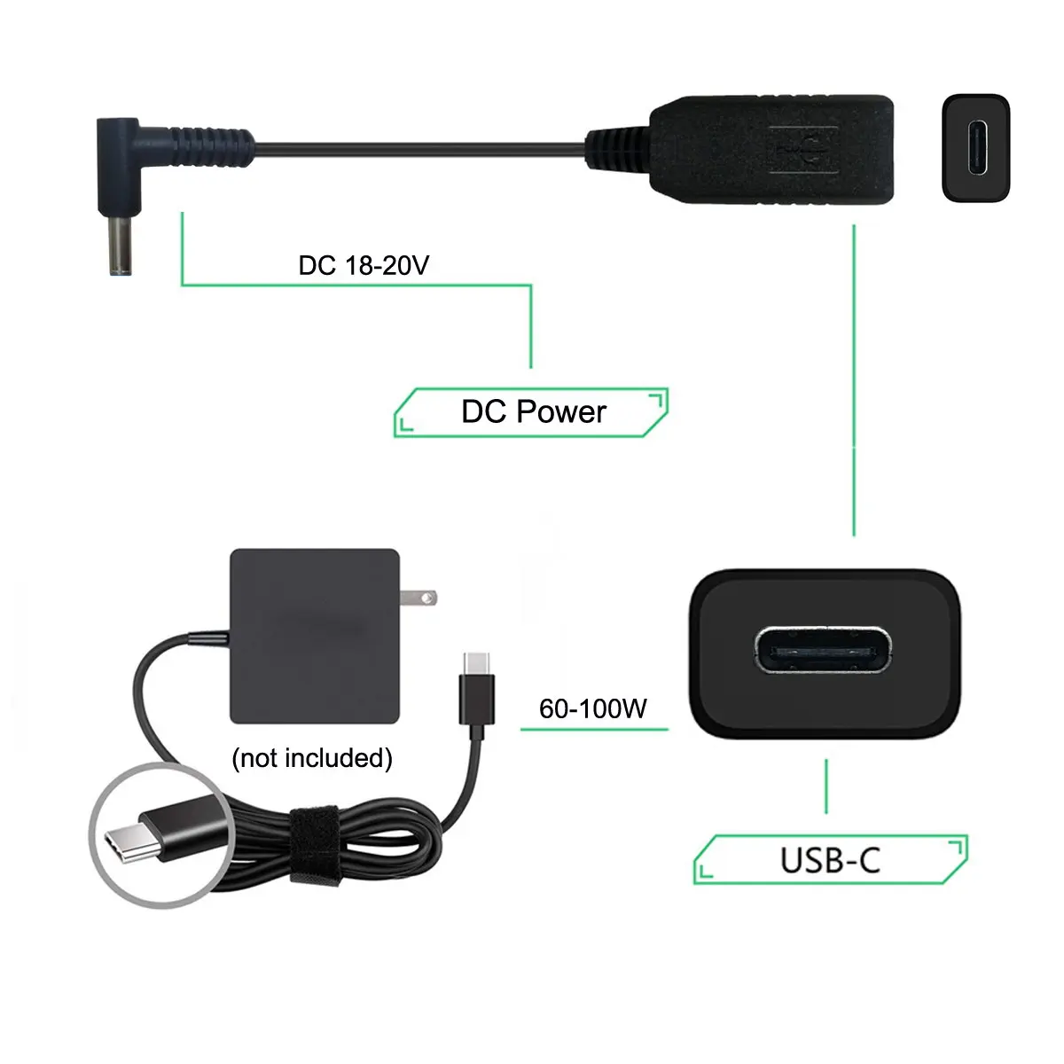 USB 3 1 Тип C USB-C DC/DC 20V 4 5 0 мм Dell HP Мощность штекер PD эмулятор триггер Зарядное