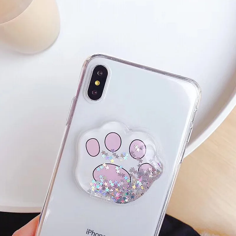 Чехол USLION с объемным мультяшным котом и жидким песком для телефона iPhone X XS XR Xs Max