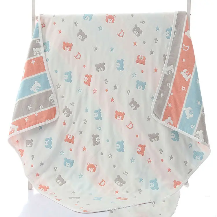Isa kids Muslin Blanket 6Layers Etamine Newborn Baby Swaddling Infant Cartoon Cotton bath towel swaddle 110*110cm |