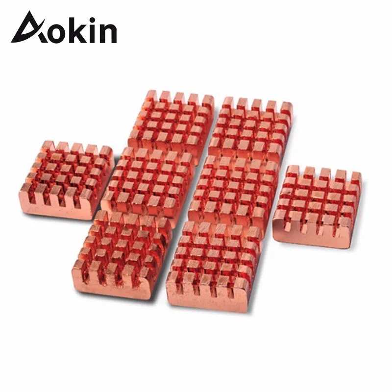 Aokin 8 шт./компл. охлаждающий медный радиатор для Raspberry Pi компьютера VGA RAM