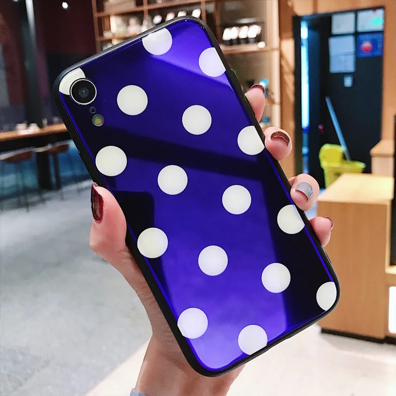 Синее закаленное стекло оболочка для IPhone X 6 XS 6S 7 8 XR MAX мобильный телефон Plus Dot |