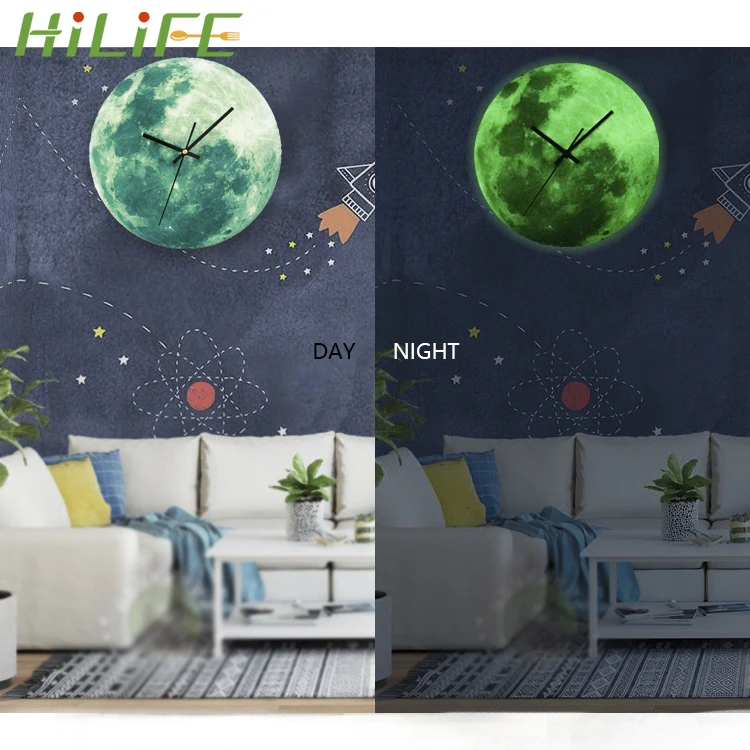 Деревянные настенные часы HILIFE светящиеся украшения для дома гостиной кафе