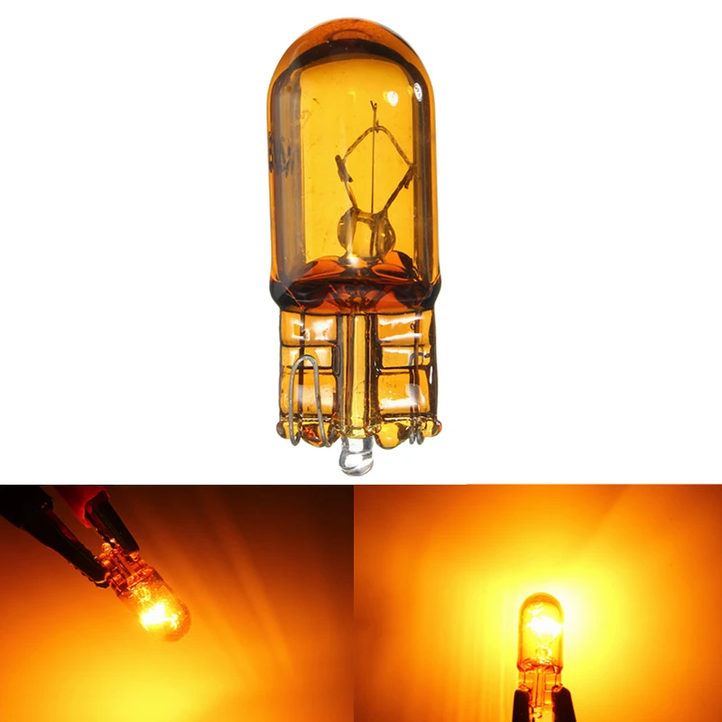 

Best Prce 10PCS 12V T10 W5W 5W 501 White Yellow Halogen Lamp Bulb for Car Side Light Number Width Lamps Car Light Source