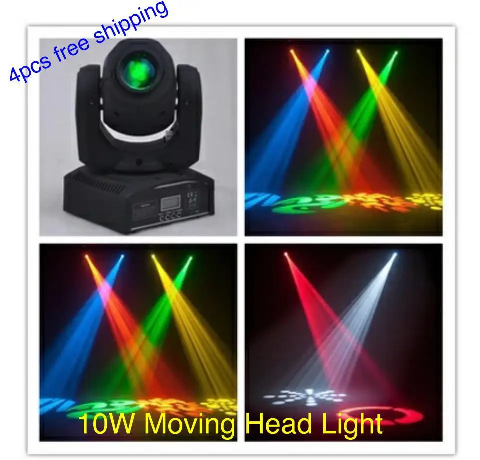 4 шт./лот RGB Подвижная головка 10 Вт светодиодный мини-светильник gobo сценическое