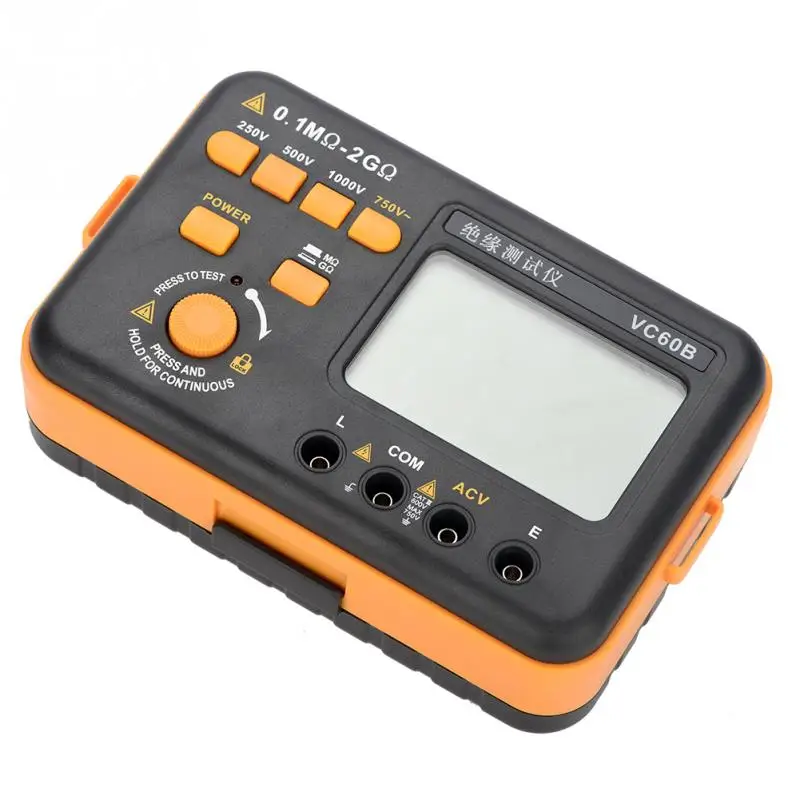 

New LCD Digital Insulation Resistance Tester MegOhm Meter Testers Measure With Test Leads Test Clips 280mA Maximum Current VC60B