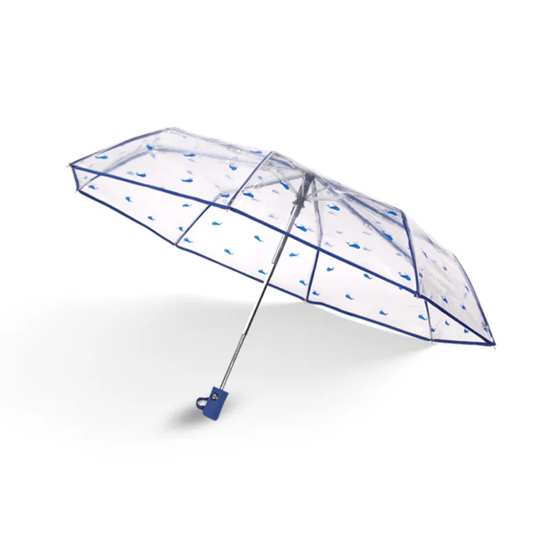 Transparent Umbrella Womens Windproof Three-folding Parasol Thicken Women Children's Rain | Дом и сад