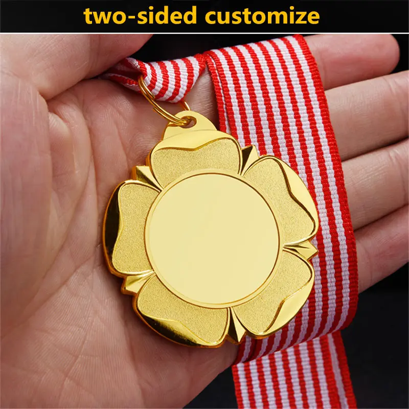 

10pcs Kids Children's Gold Winner Medals with Ribbon Custom made text double side customized 1st 2nd 3rd Place Awards