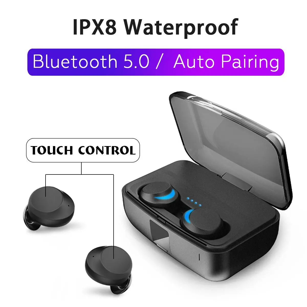 Bluetooth 5 0 туры беспроводные наушники мини TWS Близнецы стерео IPX8 Спорт Плавание