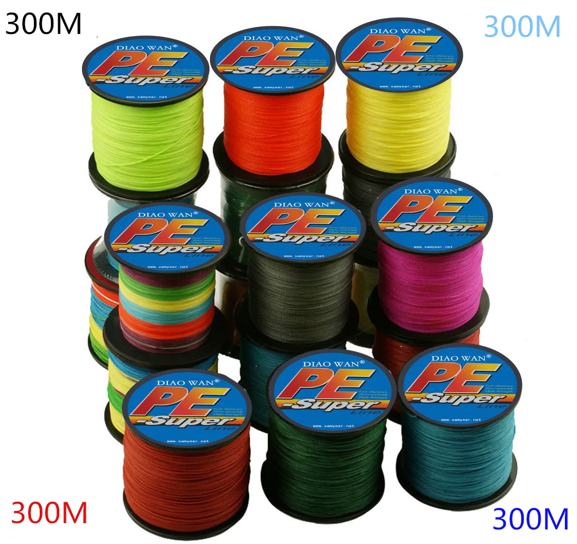 

DIAOWAN 9 Color 300M PE Braided Fishing Line 8 Strands 130 150 180 200 250 300 LB Multifilament 8 Weaves Fishing Line