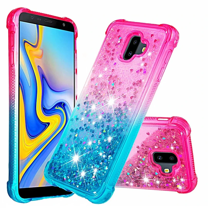 Case Gradient Quicksand TPU Bumper Cover For Samsung J6 J4 Plus A9 A7 2018 Shockproof Cases Galaxy A10 M10 M20 DYee |