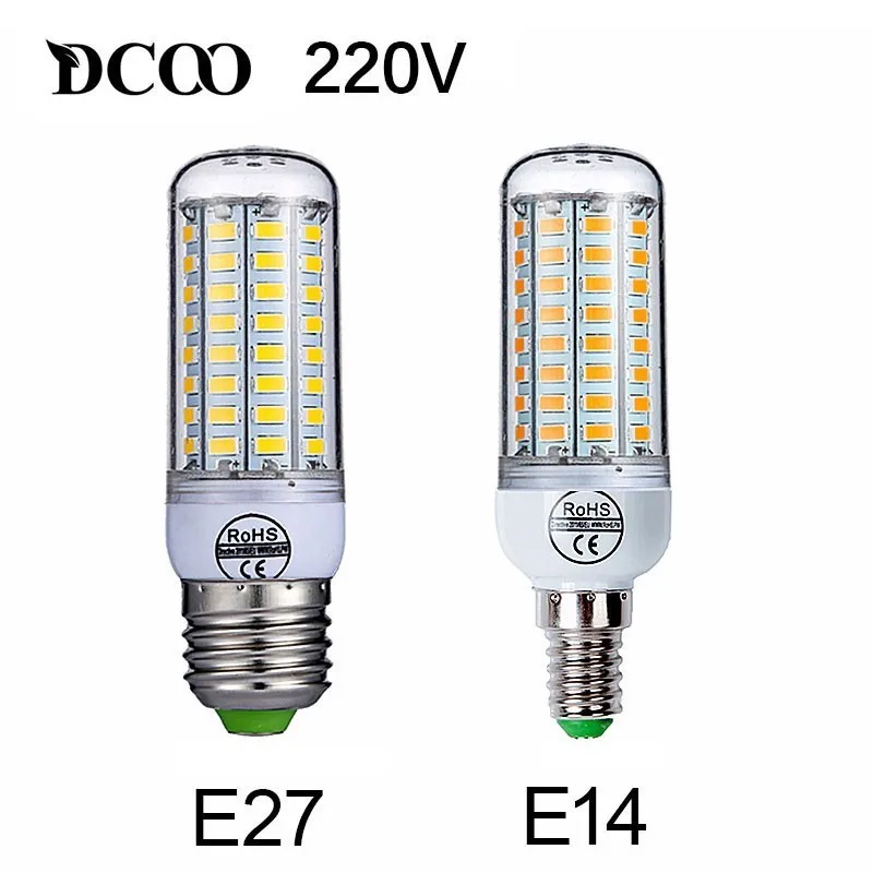 Светодиодная лампа кукуруза DCOO E14/E27 220 В SMD 5730 24 36 48 56 69 72 светодиосветодиодный s для