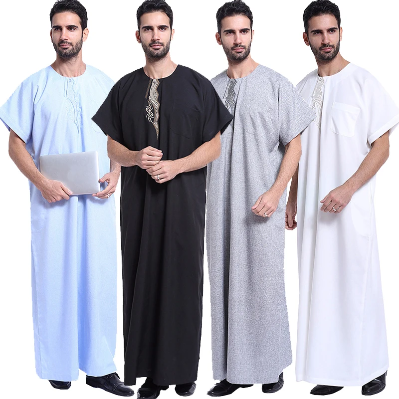 

Muslim Men Robe Islamic Clothing Saudi Arab Abaya Thobe Jubba Kaftan Middle East Mubarak Maxi Traditional Costume Muslim Dress