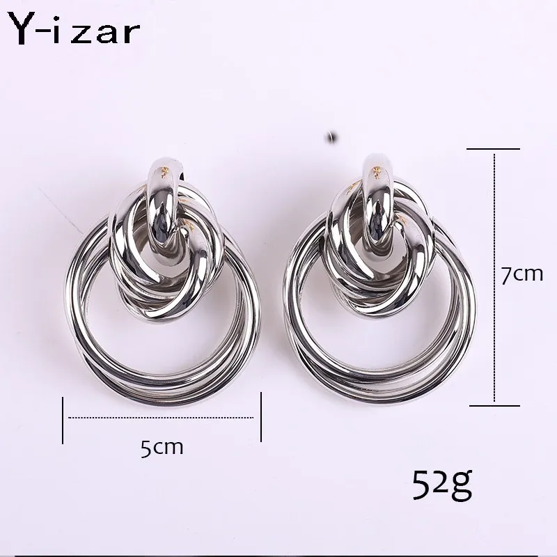 Large Pendant Female Earrings Gold Geometric Metal Jewelry Fashion Stud Hypoallergenic | Украшения и аксессуары