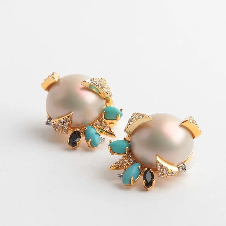 

Free shipping high quality western style pearl flower earrings women female accessories