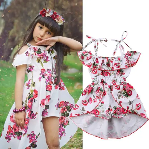 2019 New Princess Floral Dress Toddler Kid Baby Girl Off The Shoulder Romper Jumpsuit Playsuit Dresses Children Summer Sundress | Детская