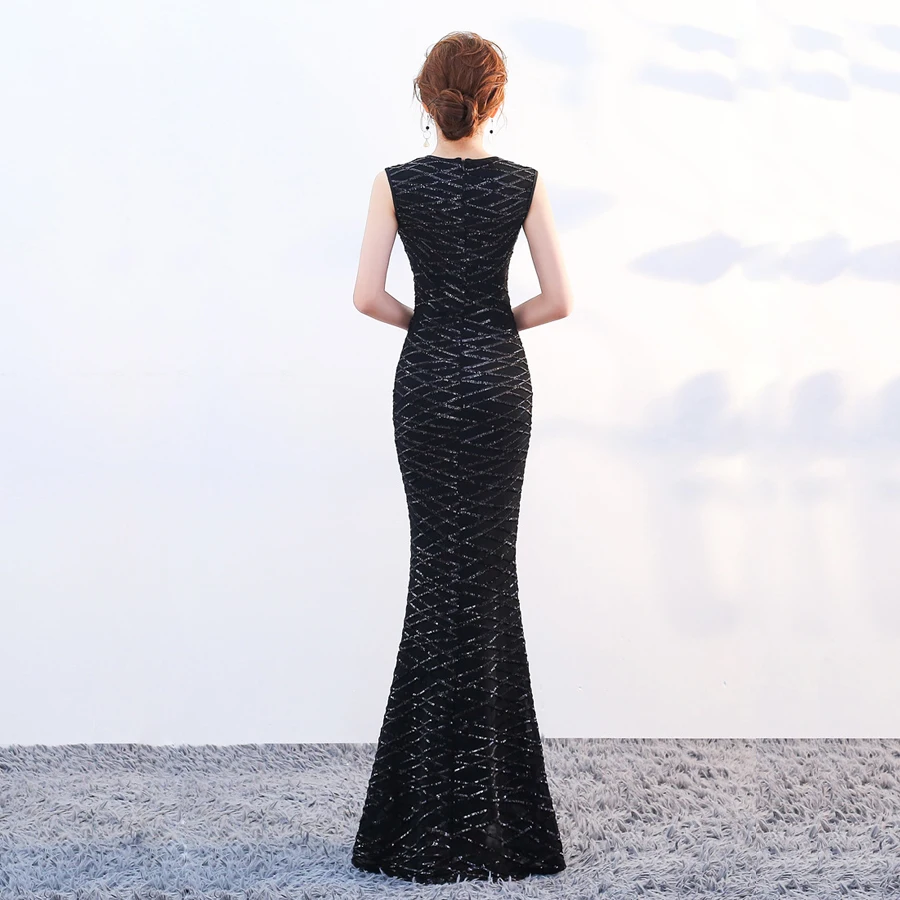 Robe De Soiree Longue 2018 кружевное длинное вечернее платье русалки с круглым вырезом и