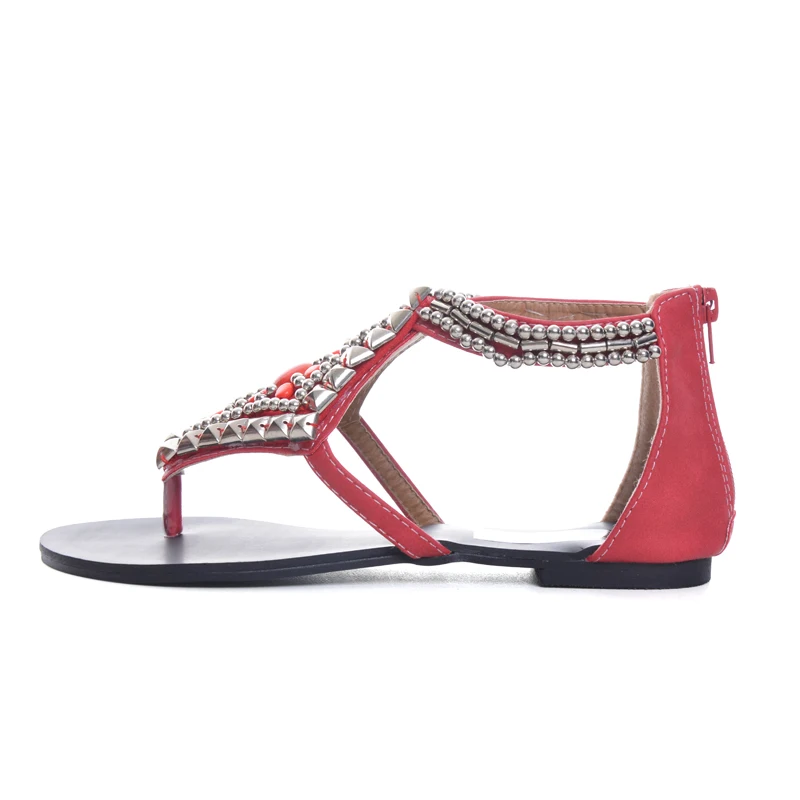 Сандалии-гладиаторы на платформе летние богемные Вьетнамки 2019 Обувь с бусинами