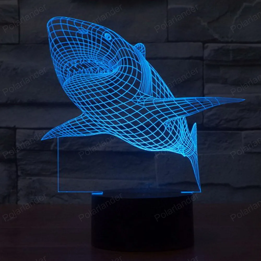3D световая акула Красочные трехмерные светодиодный светильник градиентные огни