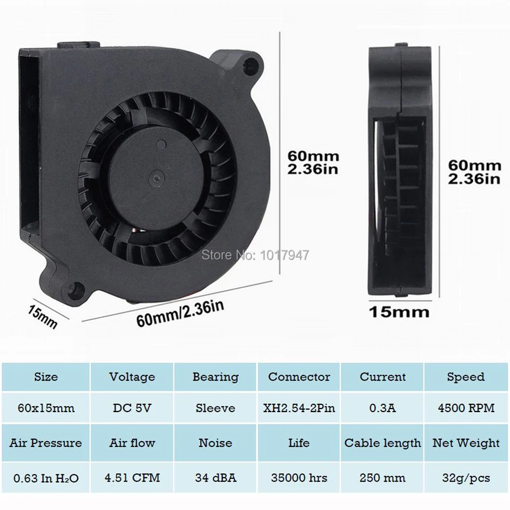 5Pieces Lot PC Computer Cooling Cooler DC Centrifugal Fan 2 Pin 5V 6015S 60x60x15mm 60mm Blower | Компьютеры и офис