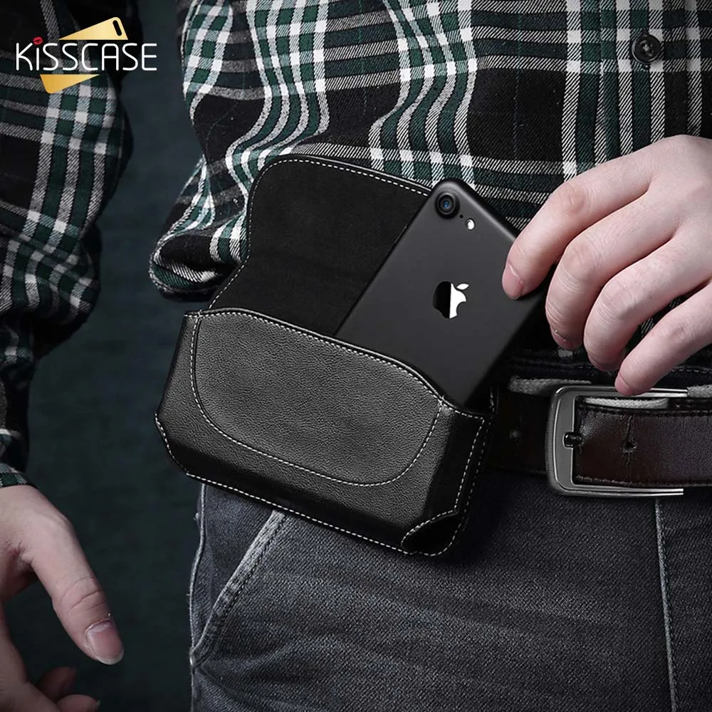 KISSCASE Роскошный кожаный чехол для iPhone X 8 7 6S 6 5 S SE деловой портативный ремень крюк