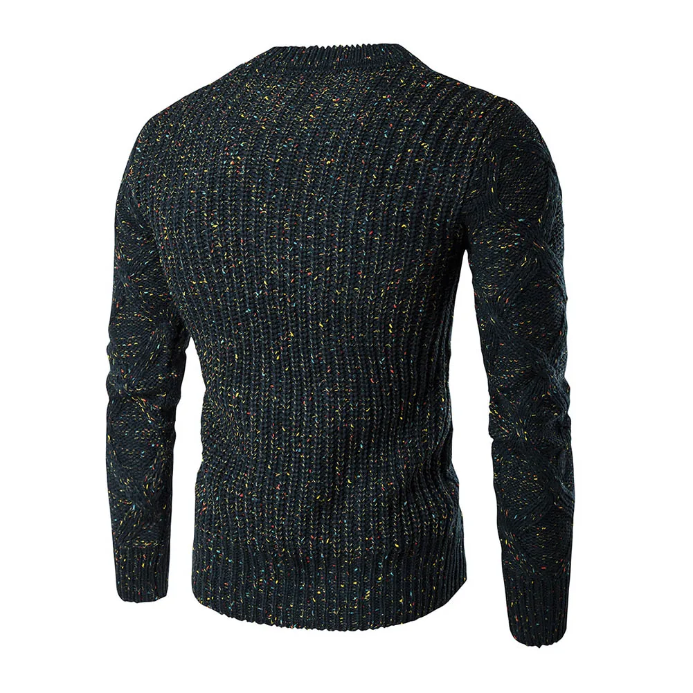 

Winter Men Sweater 2018 New Fashion Warm Thick Pullover O-Neck Color Dots Knit Slim Plaid Thicken Coarse Wool Knitwear Sweater