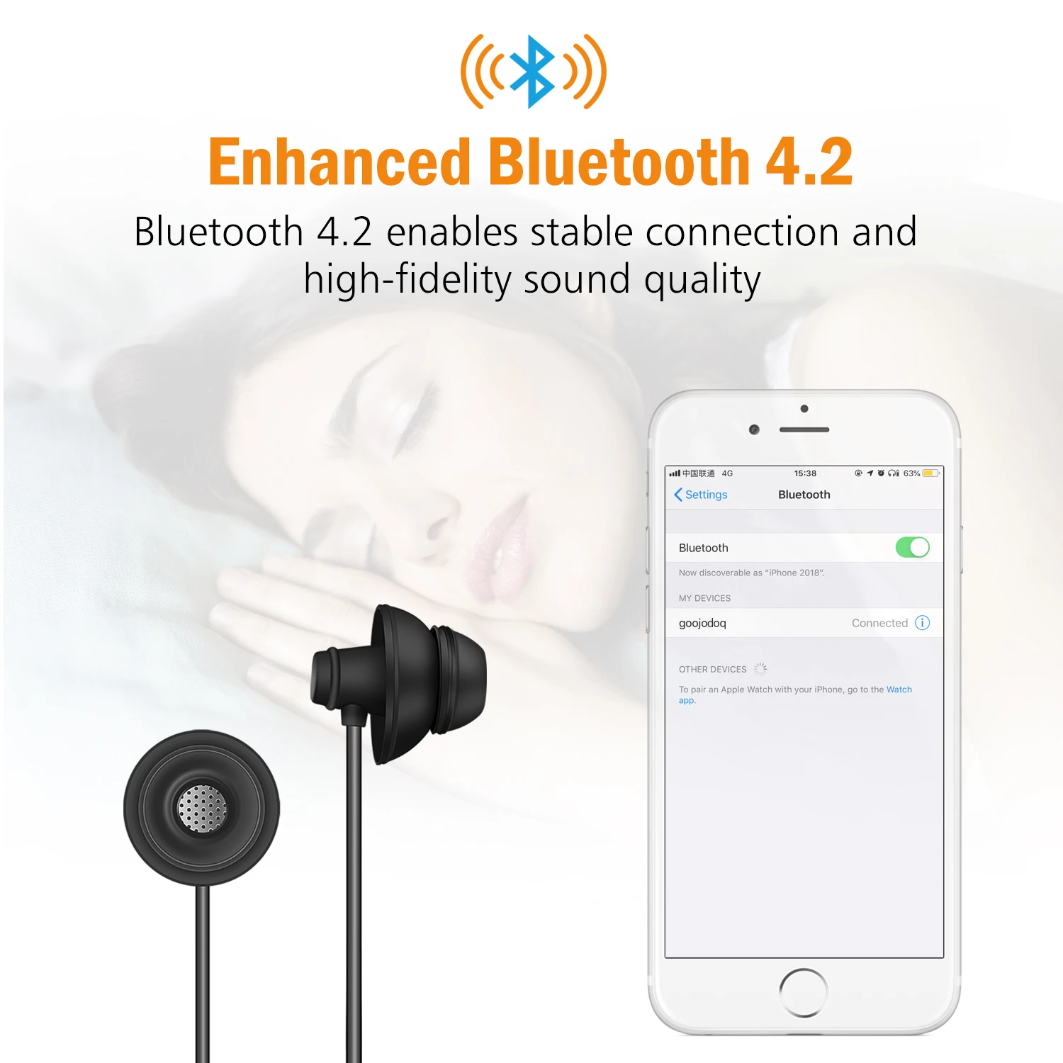 Спящие Bluetooth наушники безболезненные 18 часов Стерео Гарнитура Анти шум в уши