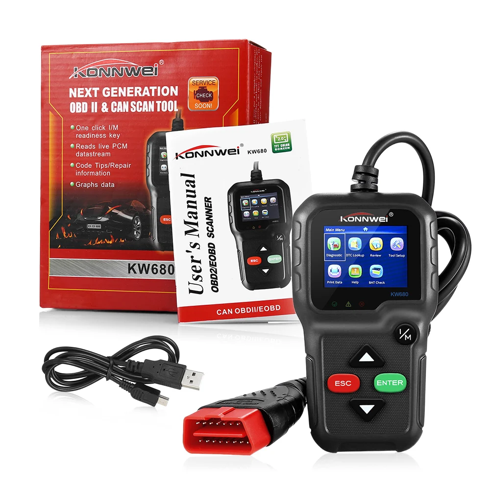 Konnwei KW680 OBD2 сканер Бортовая Диагностика машины Авто диагностический инструмент