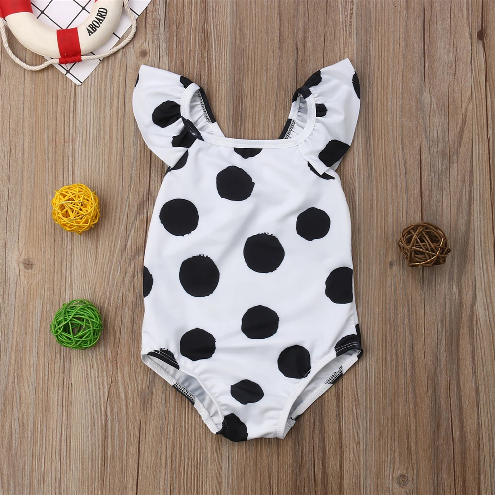 Для маленьких детей для девочек цельный в горошек купальный костюм маленький