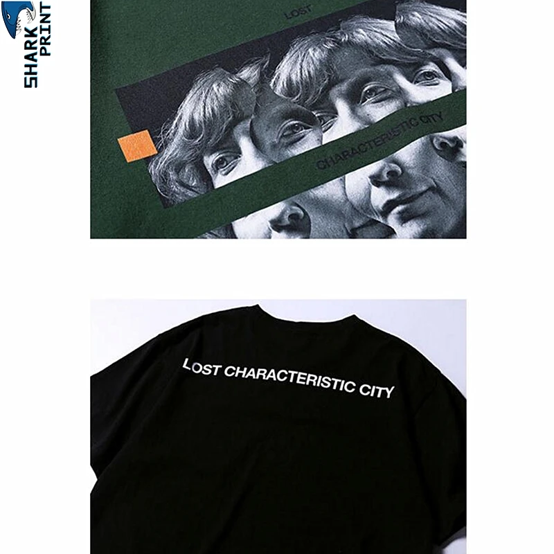 SharkPrint 2019 Summer Mens 100% Cotton 2 Pcs Fashion Profile Photo Print T Shirt Street Tees Big LOGO Casual Short Sleeve Tops | Мужская