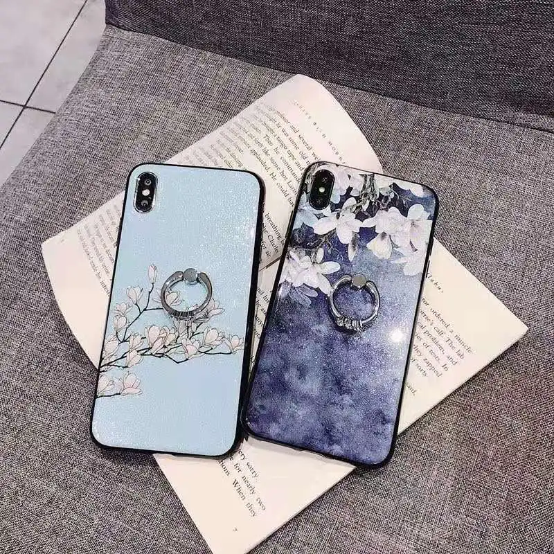 Чехол с цветочным узором для iphone XS MAX XR шариками волос ручным ремешком