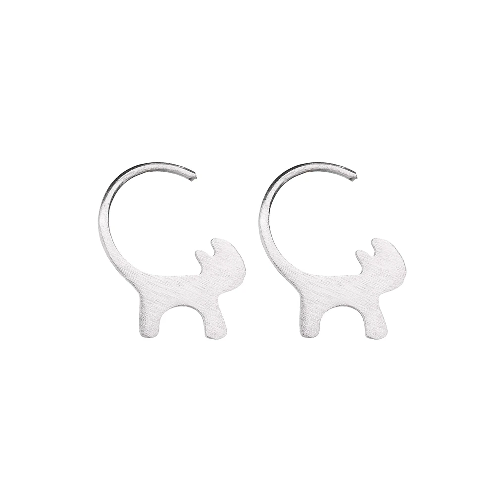 100% 925 Sterling Silver Cute Cat Clip Earrings For Women Fashion Style Girl Jewelry pendientes plata de ley mujer | Украшения и