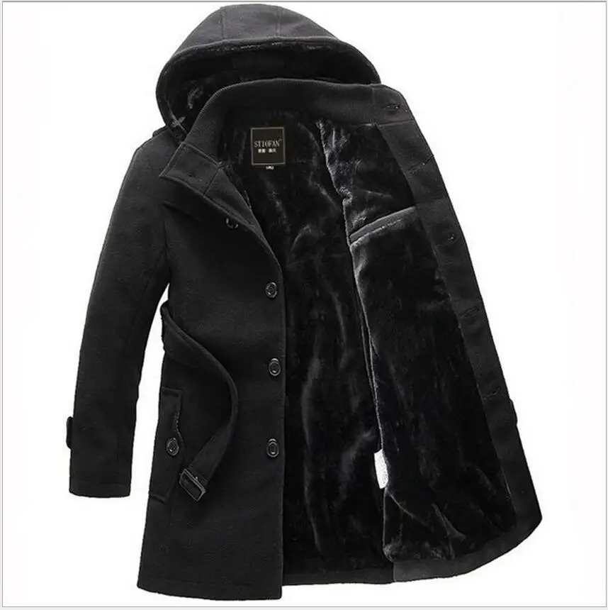 S-6xl Hot 2021 Korean Winter Men New Wool Coat Fashion Casual Windbreaker Slim Thicken Warm Blends Trench Plus Size Clothing | Мужская