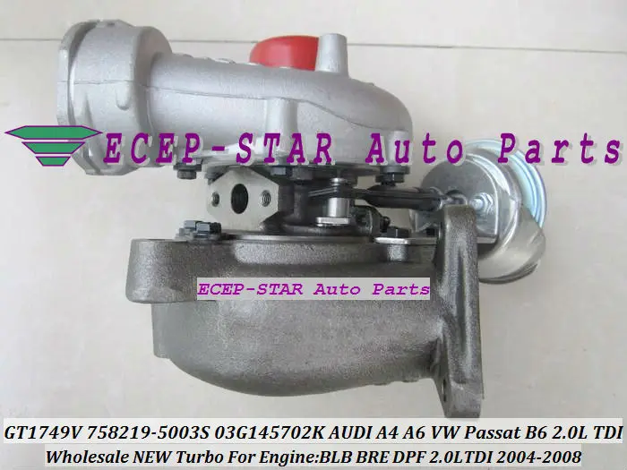 GT1749V 758219 758219-0003 758219-0002 03G145702F Turbo Turbocharger For AUDI A4 B7 A6 C6 VW Passat B6 BRE BRF BVG BVF 2.0L TDI |