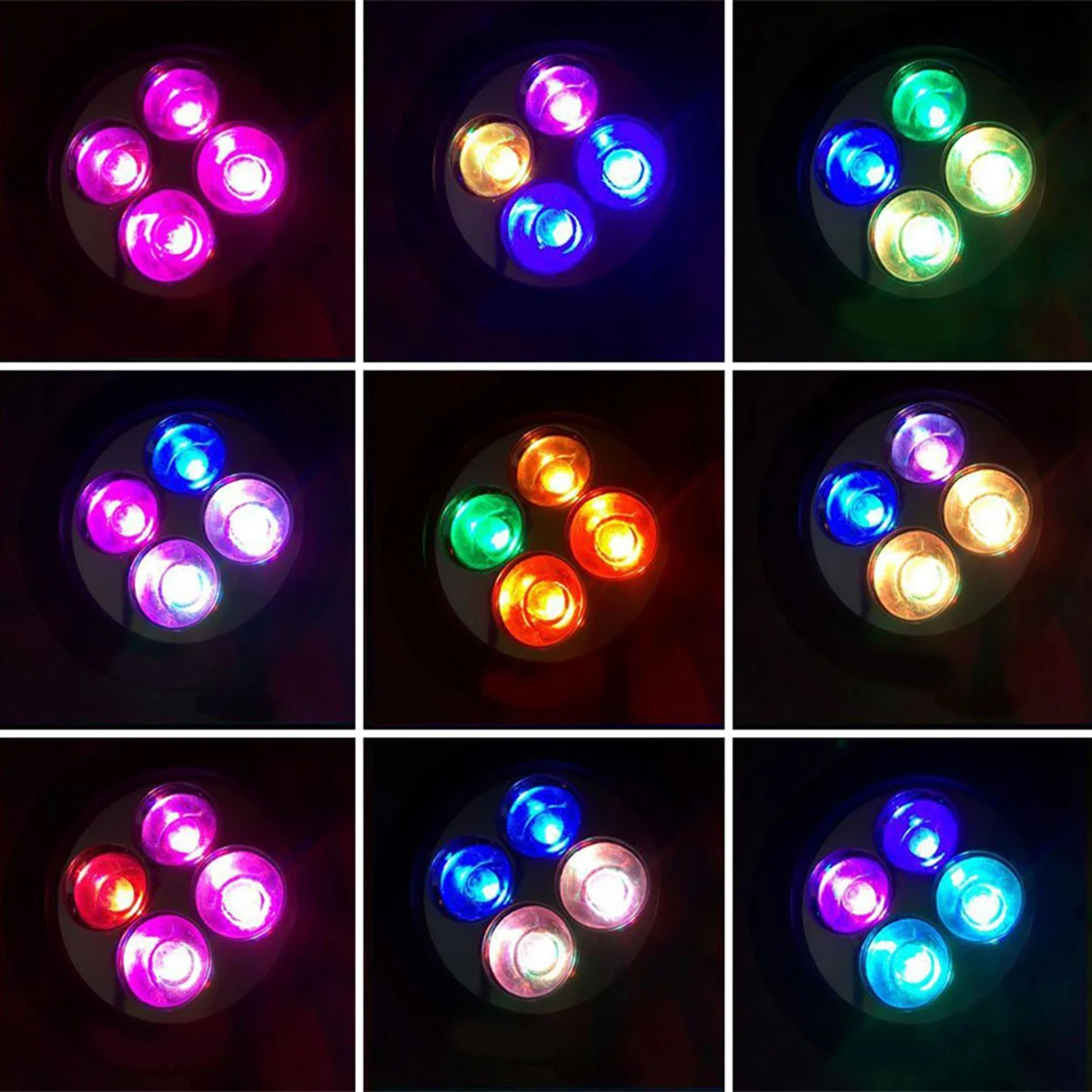 

4 LED Solar Powered Ground Garden RGB colorful bulbs Lawn Light Dark Sensing Patio Light with Spike Stand waterproof IP65