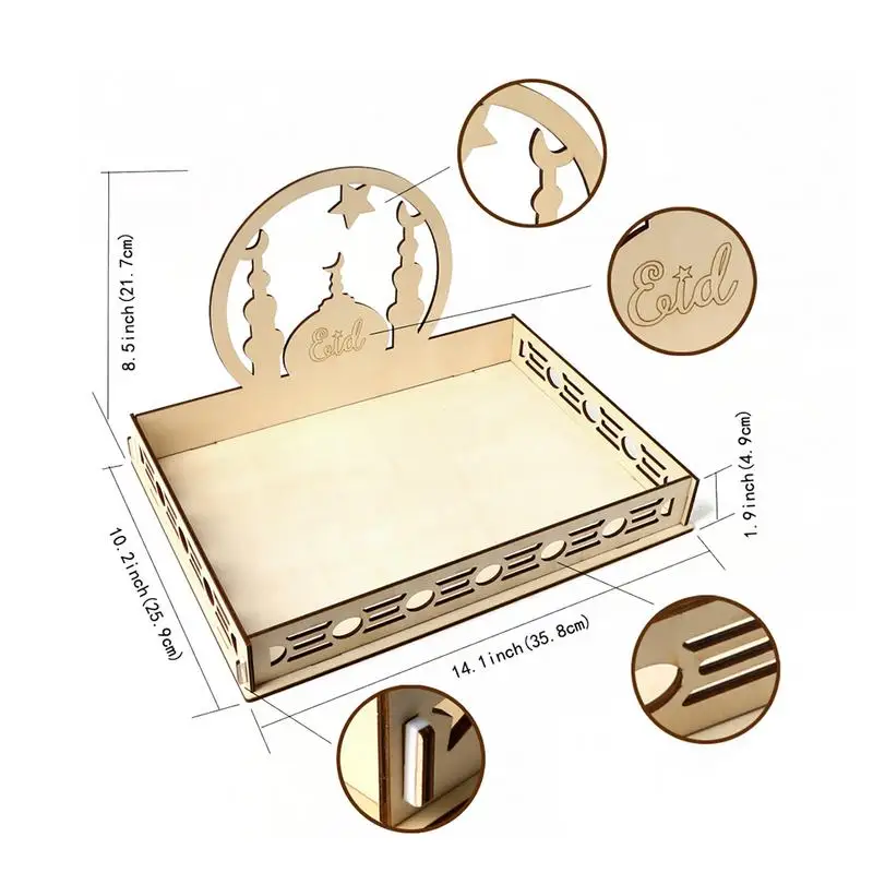 Новый Eid Al Fitr деревянные настольные украшения десертный лоток кухонный гаджет