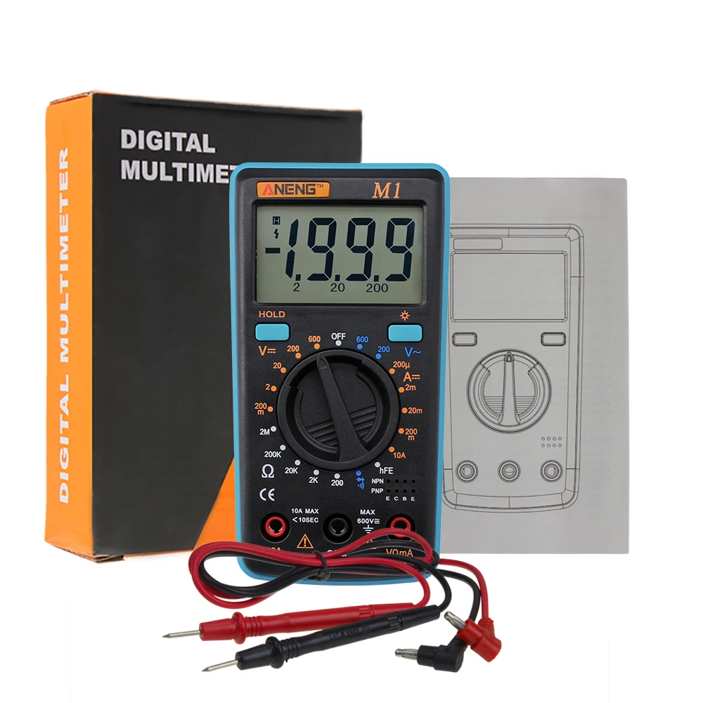 3Colors Multimetro digital profesional AC/DC Voltage Ammeter Current Ohm tester backlight Digital Multimeter battery Notincluded |