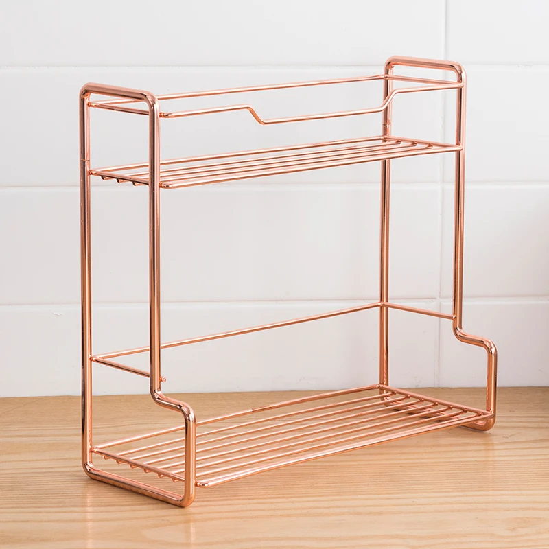 ОРЗ 2 уровня полки Кухня для хранения специй банку держатель стойки розовое