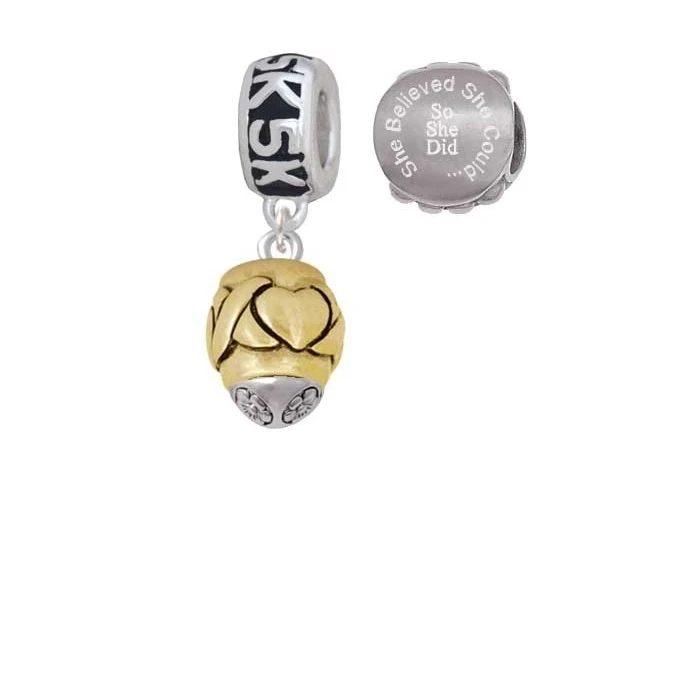 Goldtone X Сердце Spacer Spinner 5 K Run она считала что может очаровать бусины (набор из 2) |