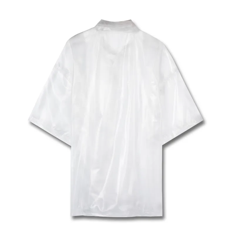 Прозрачная ПВХ пластиковая блузка с отложным воротником и коротким рукавом