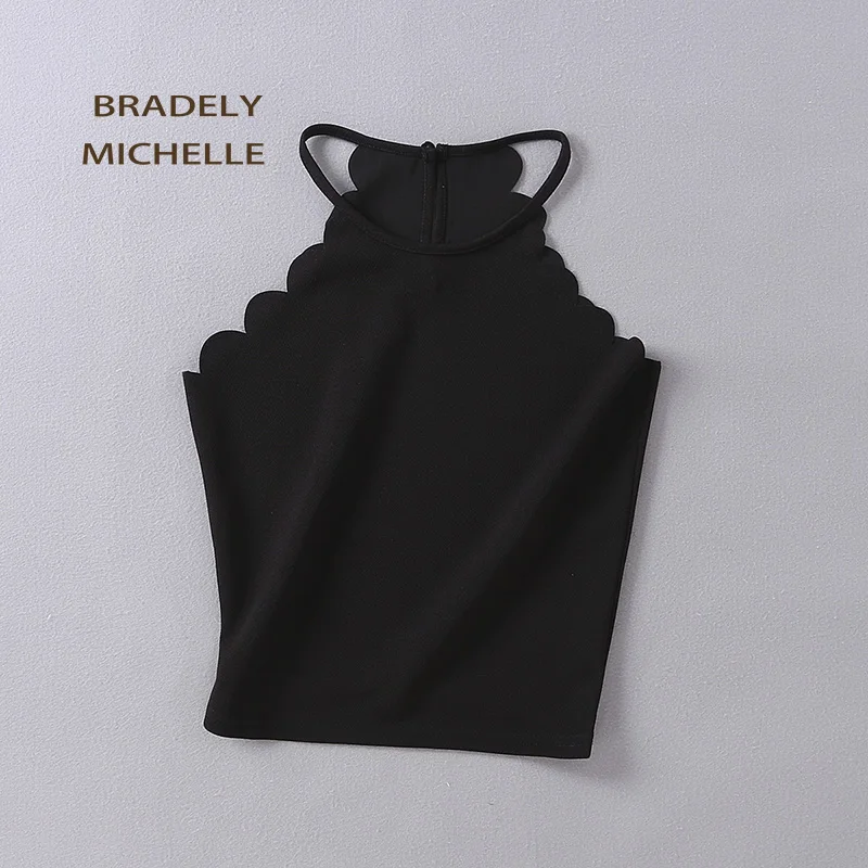 Женский хлопковый топ BRADELY michile Короткий трикотажный без рукавов с бретелькой
