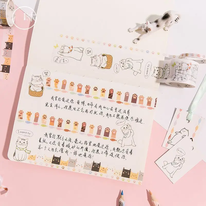 SIXONE 6 рулонов/набор Васи скотч костюм вы настоящий Кот серия ручная учетная