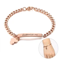 women chain bracelets free engraving name stainless steel thin id tag with small heart charm for women lady female jewelry 7 87