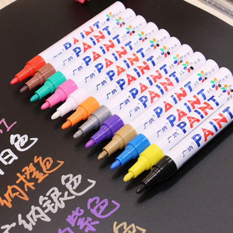 Цветные масляные водонепроницаемые доски с круглым носком перманентные Маркеры
