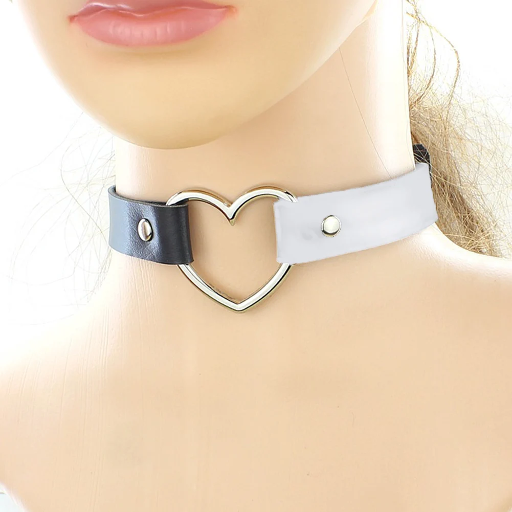 Multi Colors Punk Leather Women Choker Necklaces Fashion Heart shape Pendant Necklace Female Mix Color Jewelry | Украшения и