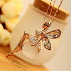 Очаровательное винтажное балетное ожерелье с бабочкой из кристаллов, длинная цепочка для свитера, роскошное Золотое большое Стразы Крыло ангела, ожерелье для девочки