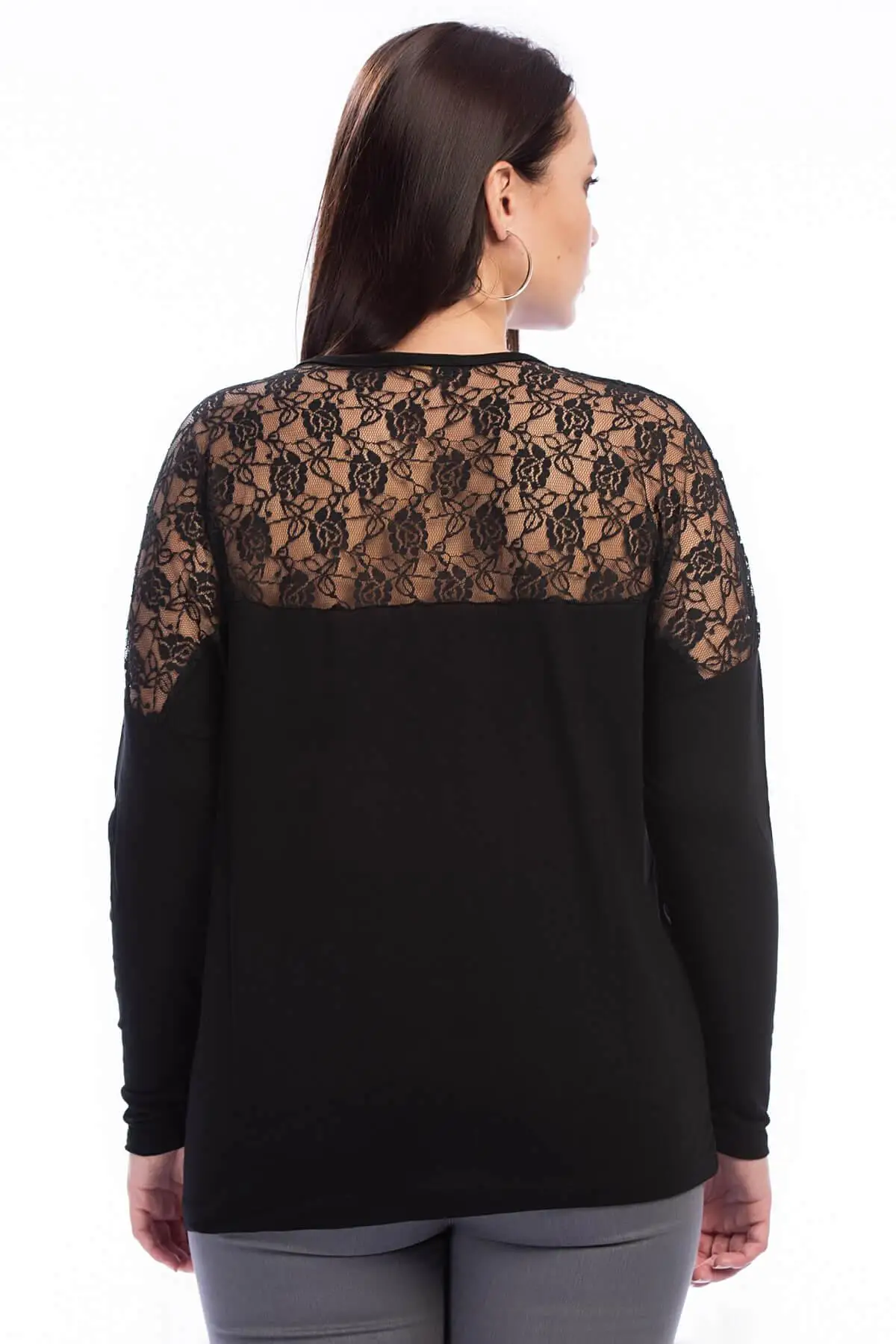 Luck Women 'S Black Lace Detail Viscose Blouse 65N8913 |