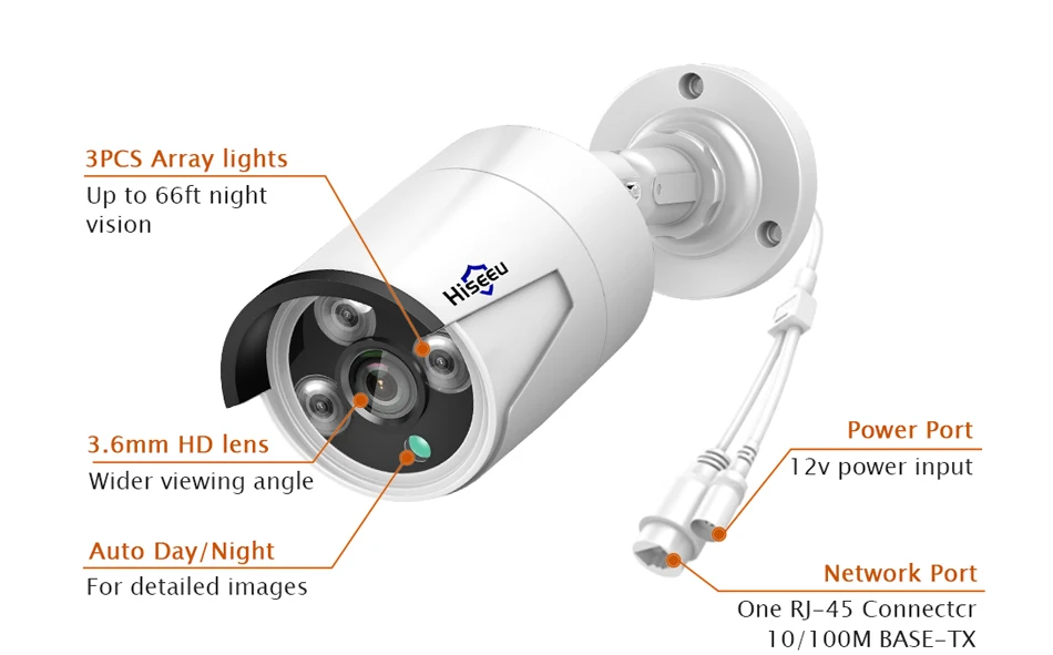 Hiseeu 1080 P ip камера 2.0MP 3 6 мм POE Мини пуля Водонепроницаемая наружная ИК детектор